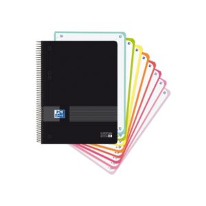 oxford europeanbook 8 live & go cuaderno espiral a5+ 160 hojas cuadricula 5x5 8 bandas de color tapa de plastico resistente color negro