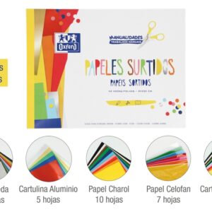 oxford manualidades bloc encolado papeles surtidos a4+ tapa blanda 42 hojas ideal para proyectos creativos