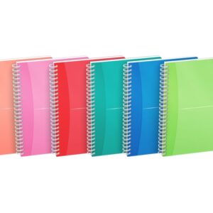 oxford office my colours cuaderno espiral a5 tapa de plastico resistente espiral doble para mayor durabilidad cuadricula 5x5 ideal para matematicas 90 hojas de alta calidad colores surtidos