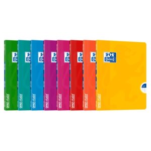 oxford openflex libreta grapada tapa plastico a5+ 48 hojas cuadricula seyes con margen resistente tapa de plastico flexibilidad tanto al abrir como al cerrar colores surtidos