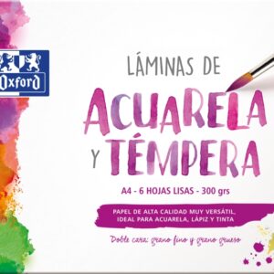 oxford pintura escolar sobre de laminas de acuarela y tempera a4 6 hojas de 300gr ideal para proyectos escolares superficie lisa para un acabado profesional