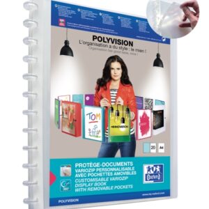 oxford polyvision variozip a4+ carpeta de 20 fundas removibles tapa de plastico personalizable organizacion y proteccion para tus documentos