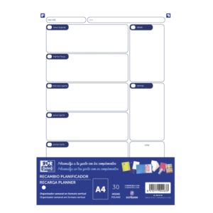 oxford recambio planificador a4 30 hojas no fechado ideal para organizar tus tareas diarias compatible con la mayoria de los planificadores a4