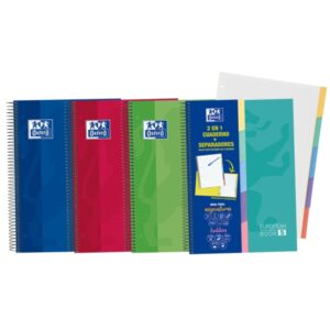 oxford school classic a4+ europeanbook tapa extradura resistente 100 hojas cuadriculadas 5x5 5 pestañas troqueladas colores surtidos