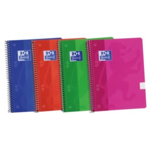 oxford school classic a5+ europeanbook spiralflex tapa de plastico resistente 1 linea por pagina 50 hojas colores surtidos