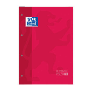 oxford school classic recambio encolado a4 80 hojas cuadricula 5x5 recuadro del color de la tapa tapa color rojo