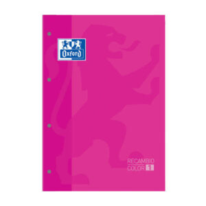 oxford school classic recambio encolado a4 80 hojas cuadricula 5x5 recuadro del color de la tapa tapa color fucsia