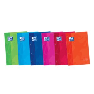 oxford school classic cuaderno de recambio tamaño a4 tapa blanda encolado cuadricula 5x5 80 hojas colores surtidos