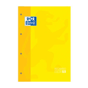 oxford school classic recambio encolado a4 80 hojas cuadricula 5x5 recuadro del color de la tapa tapa color amarillo