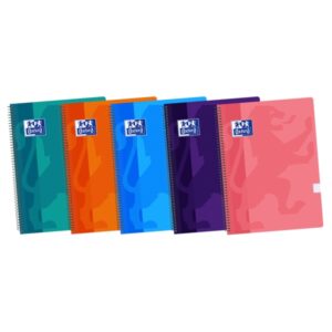 oxford school classic cuaderno espiral tapa de plastico folio 4x4 con margen 80 hojas colores surtidos
