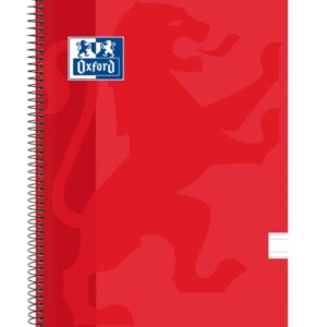 oxford school classic cuaderno espiral tapa de plastico folio pauta 3.5 con margen 80 hojas color rojo