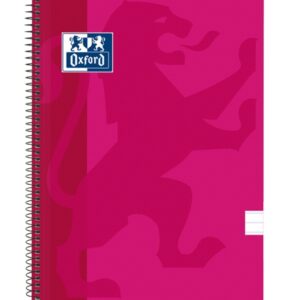 oxford school classic cuaderno espiral tapa de plastico folio 1 linea con margen 80 hojas color fucsia
