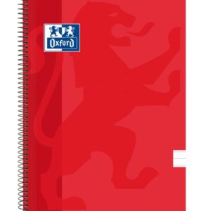 oxford school classic cuaderno espiral tapa de plastico folio 80 hojas 1 linea con margen color rojo