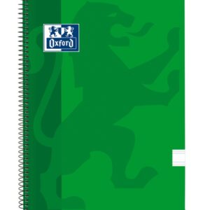 oxford school classic cuaderno espiral tapa de plastico folio pauta 2.5 con margen 80 hojas color verde