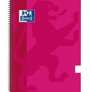 oxford school classic cuaderno espiral tapa de plastico folio pauta 2.5 con margen 80 hojas color fucsia