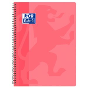 oxford school classic cuaderno espiral tapa de plastico folio 4x4 80 hojas tapa de plastico cuadriculado 4x4 margen color rosa chicle