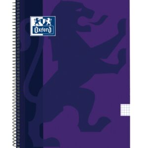 oxford school classic cuaderno espiral tapa de plastico folio 4x4 80 hojas tapa de plastico resistente cuadricula 4x4 con margen color lila