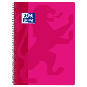 oxford school classic cuaderno espiral tapa de plastico folio 4x4 80 hojas margen ideal para estudiantes color fucsia