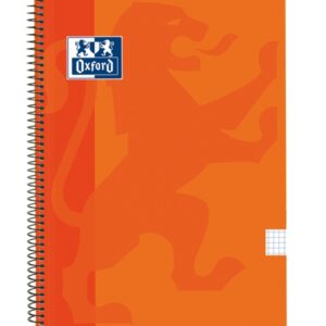 oxford school classic cuaderno espiral tapa de plastico folio 4x4 80 hojas con margen ideal para estudiantes color naranja