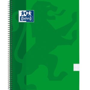 oxford school classic cuaderno espiral tapa de plastico folio 4x4 80 hojas ideal para estudiantes resistente y duradero color verde