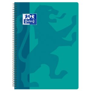 oxford school classic cuaderno espiral tapa de plastico folio 4x4 resistente tapa de plastico cuadricula de 4x4 con margen 80 hojas de alta calidad color aqua