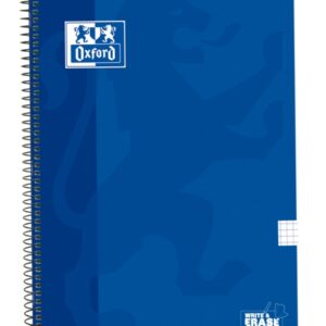 oxford school classic cuaderno espiral tapa extradura write&erase folio 4x4 con margen 80 hojas color azul marino