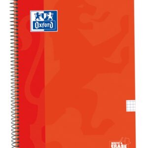 oxford school classic cuaderno espiral tapa extradura write&erase folio 4x4 con margen 80 hojas color naranja