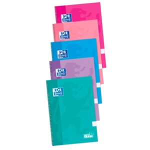 oxford school classic cuaderno espiral tapa extradura write&erase folio 4x4 con margen 80 hojas colores surtidos