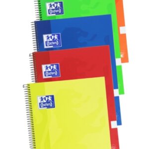oxford school classic write&erase cuaderno espiral folio 80 hojas cuadricula 4x4mm con margen tapa extradura colores surtidos