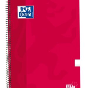oxford school classic cuaderno espiral tapa extradura write&erase folio pauta 2.5mm 80 hojas color rojo