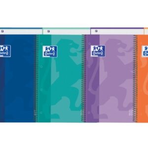 oxford school classic europeanbook 1 cuaderno a4+ 80 hojas microperforadas cuadricula 5x5mm tapa de plastico translucido colores surtidos