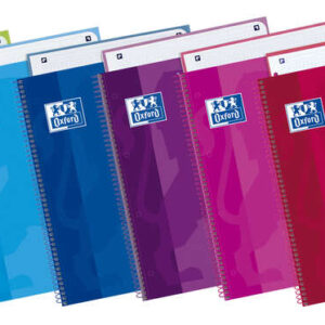 oxford school classic europeanbook 1 cuaderno a4+ 80 hojas microperforadas cuadricula 5x5mm tapa extradura 4 cuadernos por color