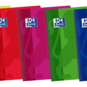 oxford school classic cuaderno espiral folio 80 hojas 1 linea con margen tapa de plastico resistente colores surtidos