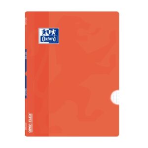 oxford school classic openflex libreta grapada a4 48 hojas cuadricula 4x4 con margen tapa de plastico translucido ideal para estudiantes color naranja