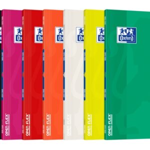 oxford school classic openflex libreta grapada a4 48 hojas cuadricula 4x4 con margen tapa de plastico translucido ideal para estudiantes colores surtidos
