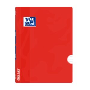 oxford school classic openflex a4 libreta grapada tapa de plastico resistente 1 linea con margen 48 hojas de papel de calidad color rojo