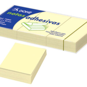 dohe pack de 3 blocs de 100 notas reposicionables tamaño 37,5x50mm papel de 75gr ideal para oficina y escuela color amarillo claro