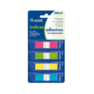 dohe pack de 4 mini indices adhesivos reposicionables de 50uds cada uno medidas 12x45mm dispensador con 4 colores ideal para oficina y escuela colores surtidos