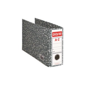 dohe archivador de palanca formato cuarto apaisado medidas 287x210x75mm carton forrado con papel impreso cantoneras metalicas ollao y palanca de maxima calidad color gris jaspeado