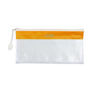 dohe bolsa apaisada tamaño 22x11cm fabricada en pvc resistente al agua ideal para viajes cierre de cremallera banda color amarillo
