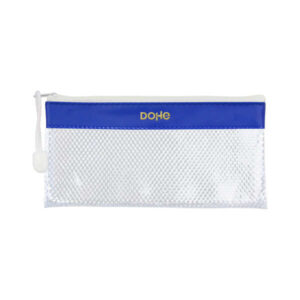 dohe bolsa apaisada tamaño 22x11cm fabricada en pvc resistente al agua ideal para viajes cierre de cremallera banda color azul