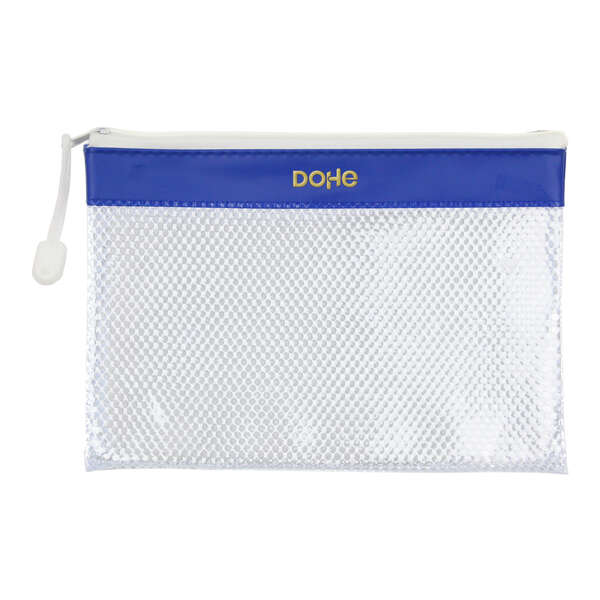 dohe bolsa cremallera pvc 24x17.5mm resistente al agua ideal para documentos a5 color azul/transparente