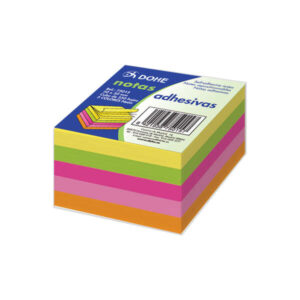 dohe cubo de 250 notas reposicionables tamaño 50x50mm papel de 75gr ideal para oficina y escuela colores neon surtidos