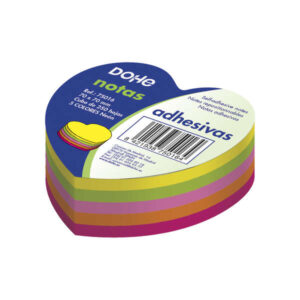 dohe cubo de 250 notas reposicionables con forma de corazon tamaño 70x70mm papel de 75gr ideal para oficina y escuela colores neon surtidos