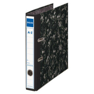 dohe archivador jaspeado tamaño folio lomo de 45mm carton forrado con papel impreso cantoneras metalicas ollao, rado y palanca de maxima calidad color negro jaspeado