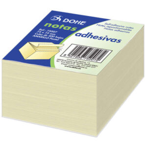 dohe cubo de 400 notas reposicionables tamaño 75x75mm papel de 75gr ideal para oficina y escuela color amarillo claro