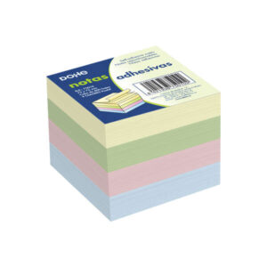 dohe cubo de 400 notas reposicionables tamaño 75x75mm papel de 75gr ideal para oficina y escuela colores pastel surtidos