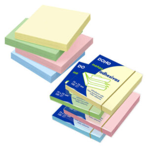 dohe bloc de notas reposicionables 75 g/m paquete de 12 blocs de 100 notas colores surtidos