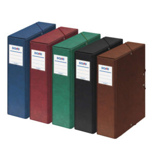 dohe caja de carton forrado con papel impreso y plastificado lomo 9cm sistema de cierre con gomas elasticas