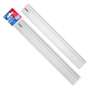 dohe regla de 30cm plastico inyectado transparente cristal cantos biselados y con reborde en bolsa individual